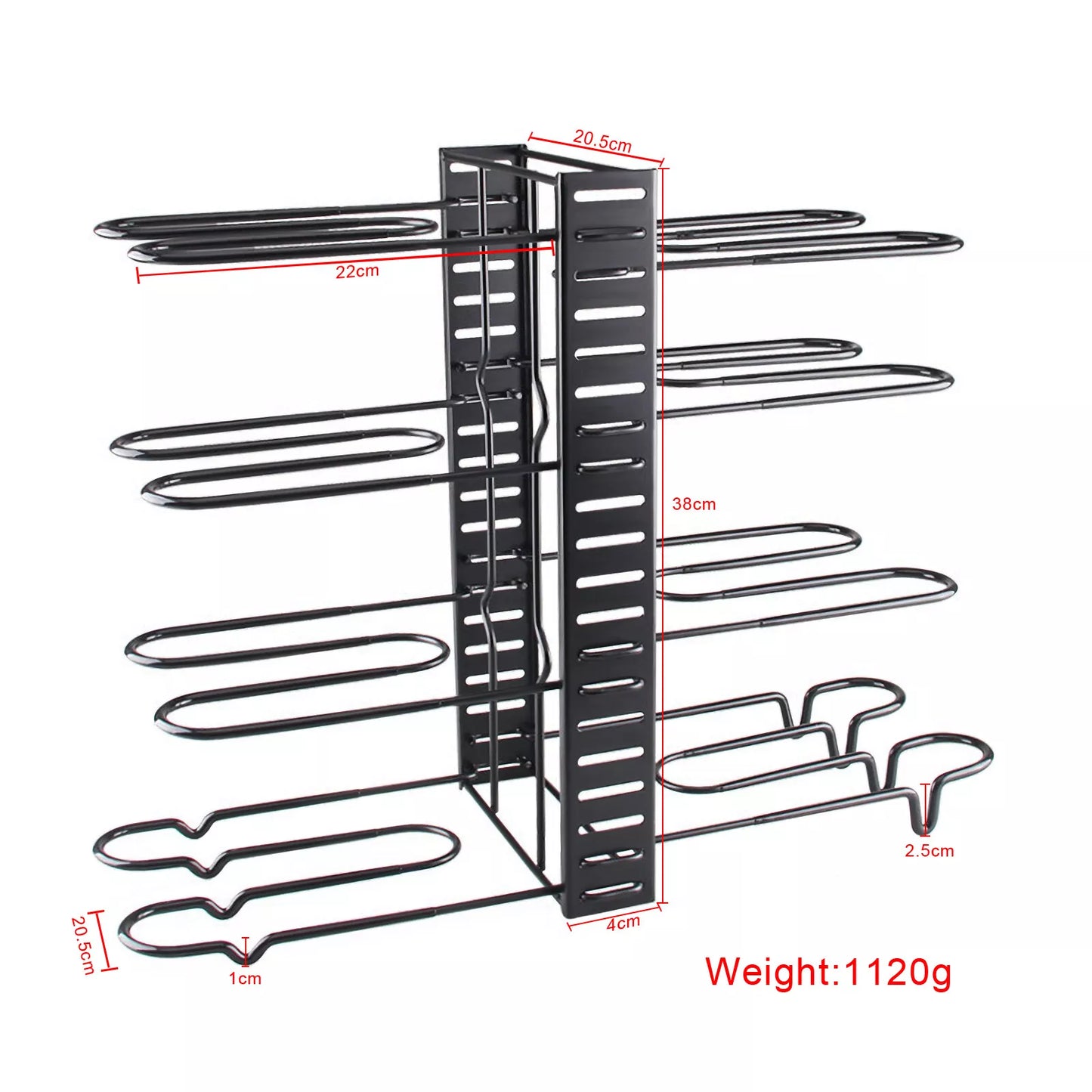 Adjustable 8-Tier Pots and Pans Organizer Rack Pots Holder for Kitchen Cabinet