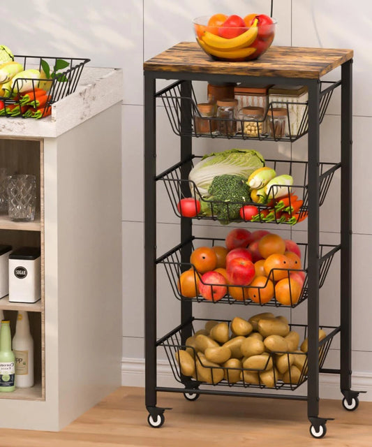 Kitchen Fruit & Vegetable Storage Cart, 5 Tier Vegetable Rack