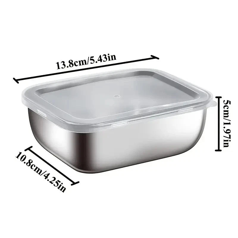6pcs Stainless Steel Food Storage Containers with Lids – Lunch & Prep Set