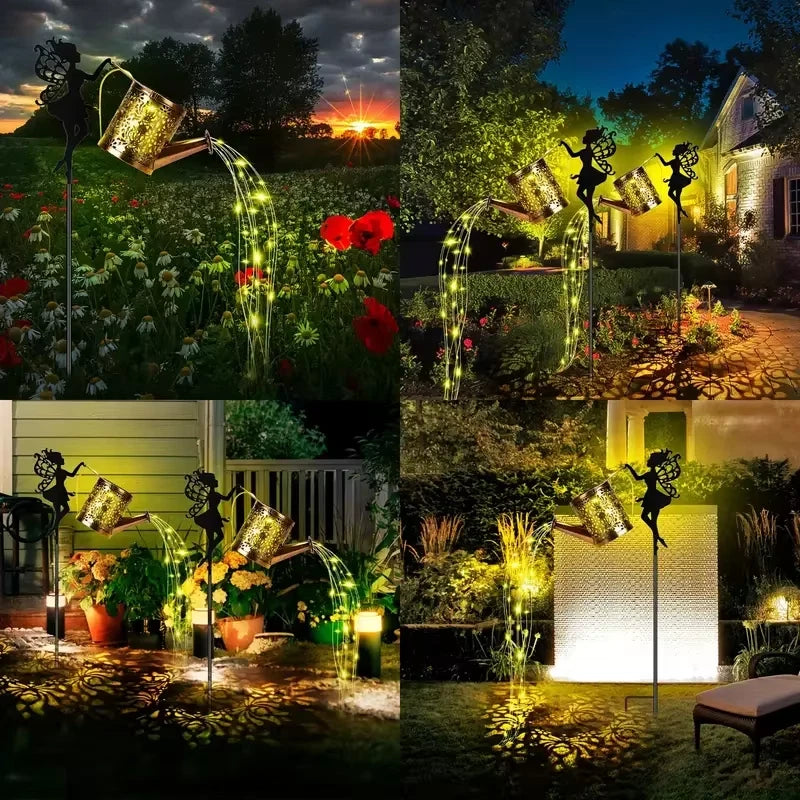 Solar Watering Can Light Outdoor Garden Waterproof Hanging LED String Landscape