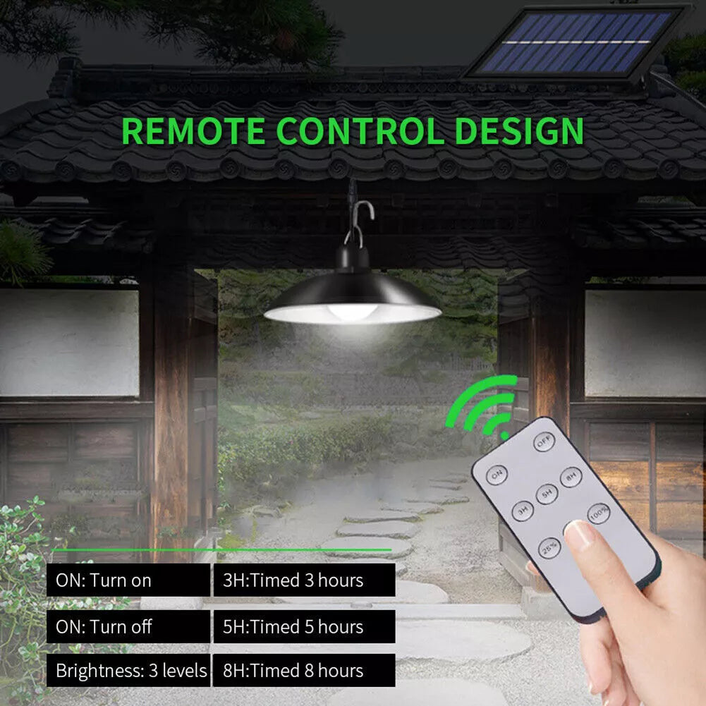 30 LED Solar Pendant Hanging Light Remote Indoor Outdoor Garden Yard Shed Lamp