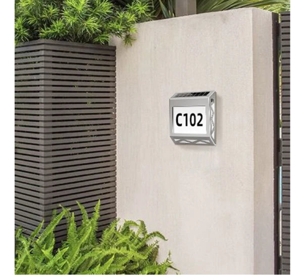 Solar Power House Number Address Sign Waterproof Stainless-Steel Christmas Gift