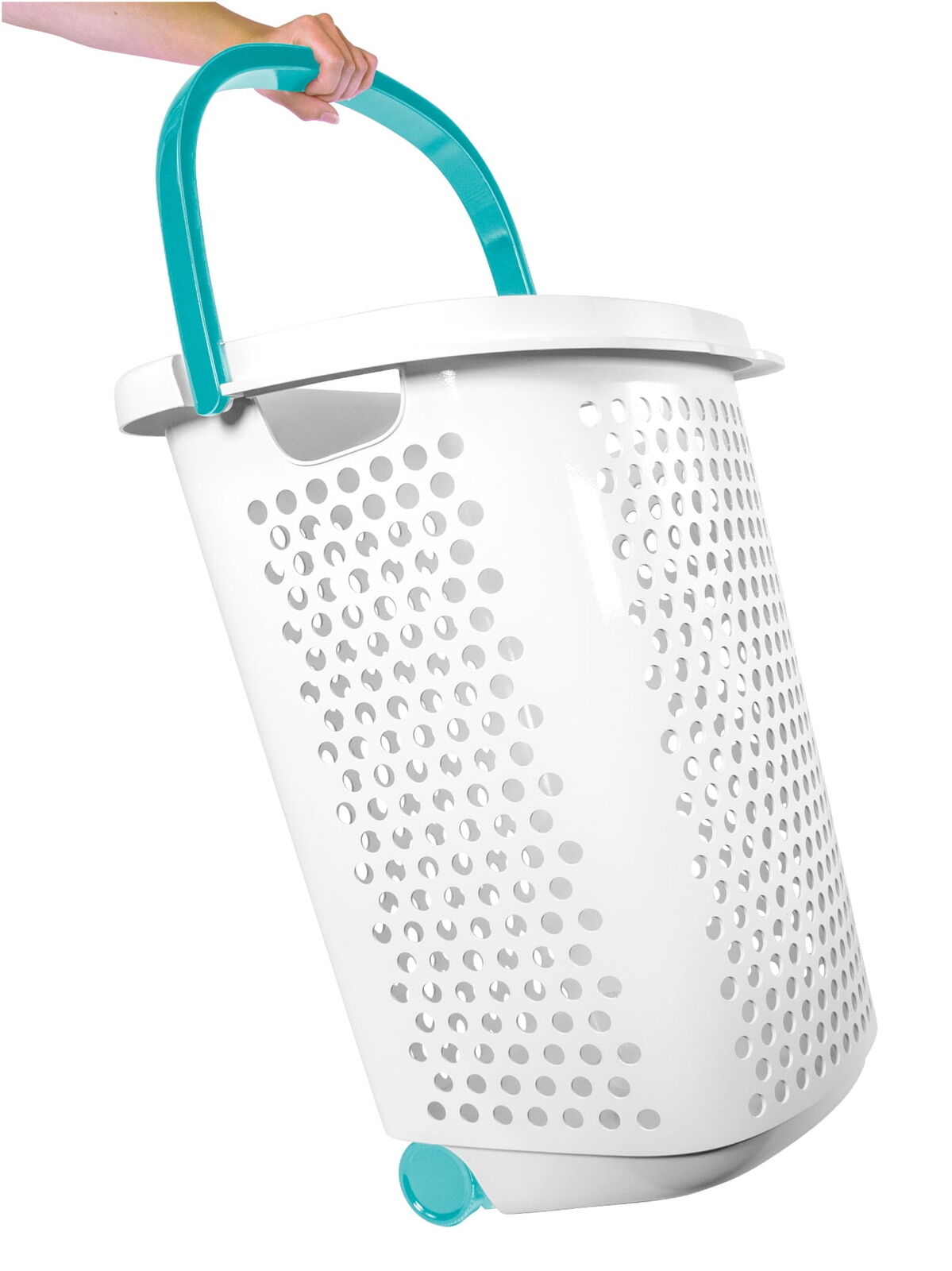 Home Logic 2 Bushel Rolling Plastic Laundry Hamper with Pop-up Handle,White,2 Pc