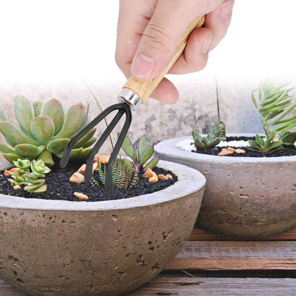3pcs Garden Tools Set Mini Trowel Rake Shovel For Small Pot Plants Home Kit