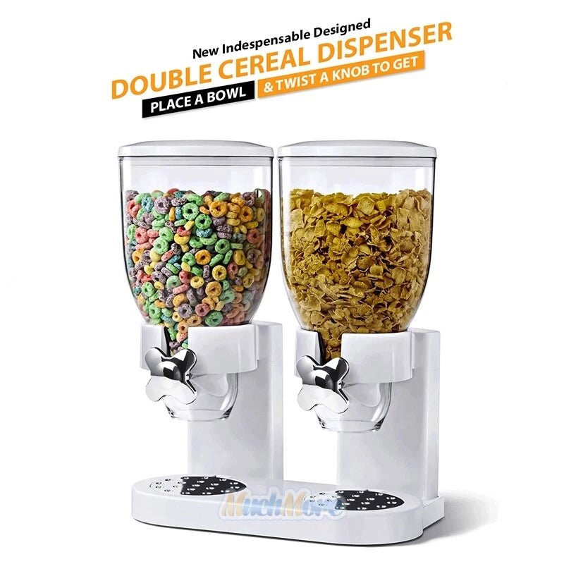 Large Cereal Dispenser Storage Triple Dry Food Snack Container Kitchen Canister
