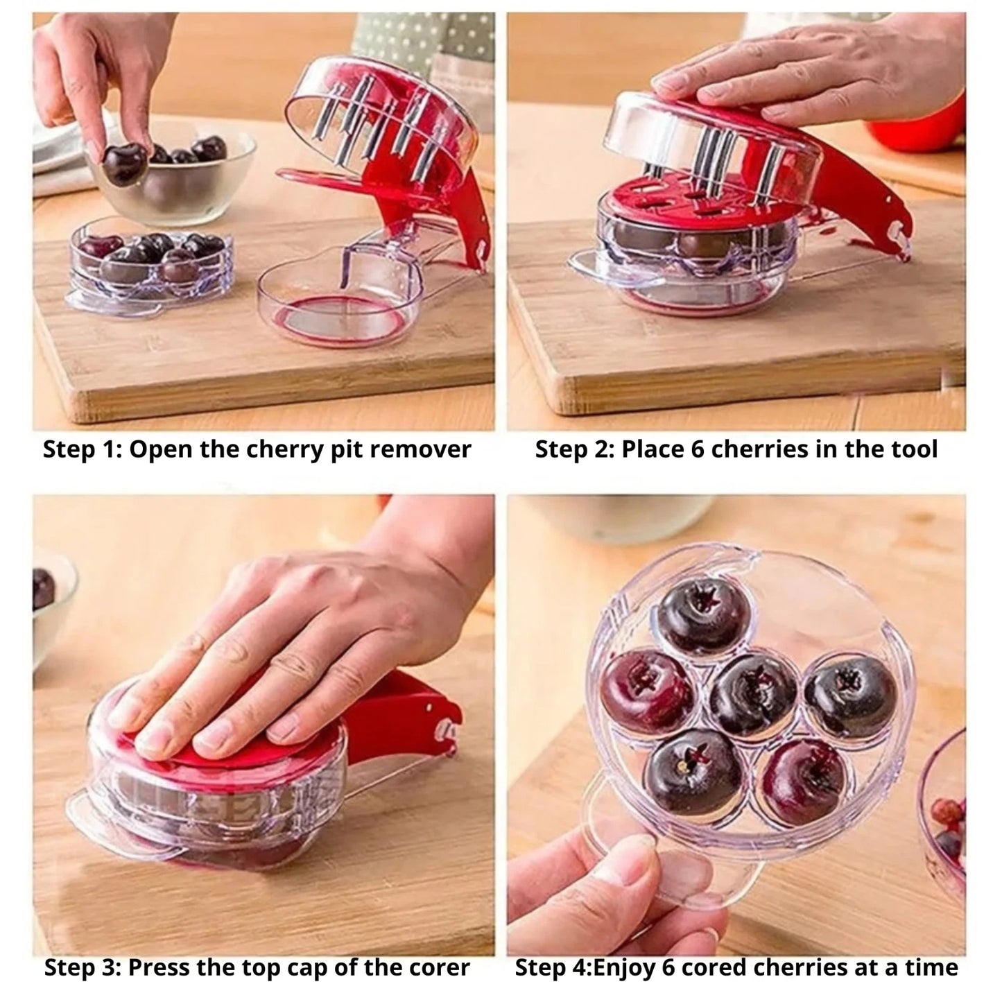 Cherry Pitter Tool Remover Cherries Seed Pitter Tool 6 at Time Quick Push Pull