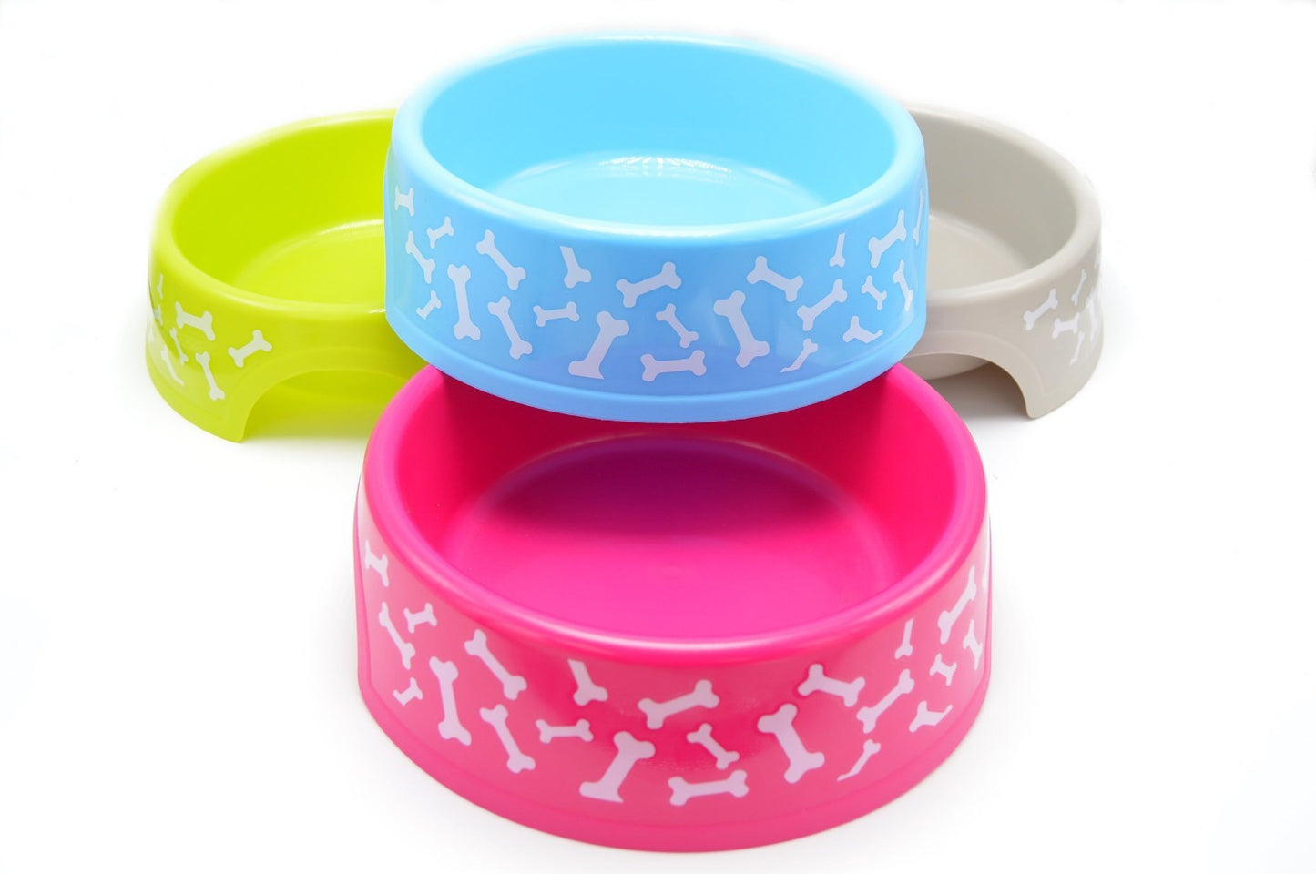 Pet Dog Cat Food Feeding Water Dish Plastic Plate Bowl with Bones 2 Qt (2.89 L)
