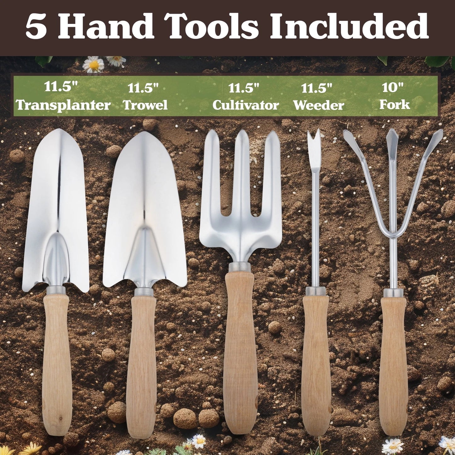 Gardening Tool Set, Garden Stool, and Carry Bag, Gray