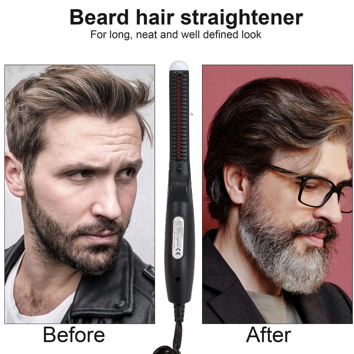 Beard Straightener Comb Quick Heated Brush Styler For Mens Pro Hair Electric