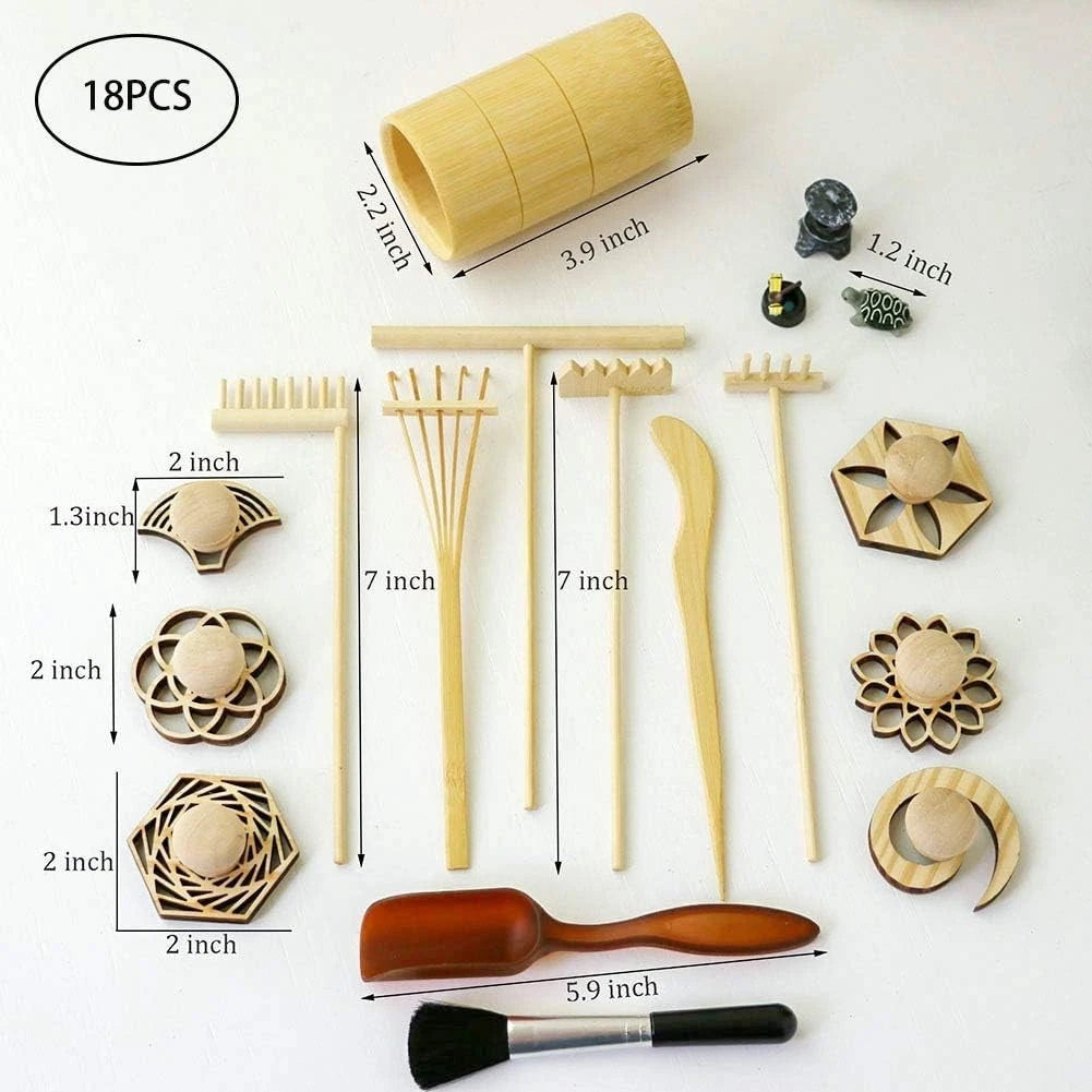 Zen Garden Rake Stamp Tools - Meditation Rock Sand Garden Accessories ? Offic...