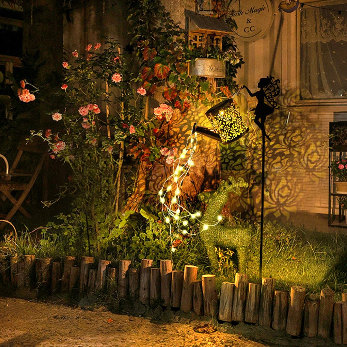 Solar Watering Can Light Outdoor Garden Waterproof Hanging LED String Landscape