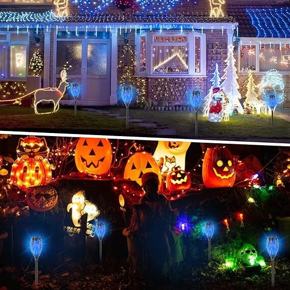 Solar Torch Lights with Flickering Flame Outdoor 12LED Tiki Torch Solar Lights