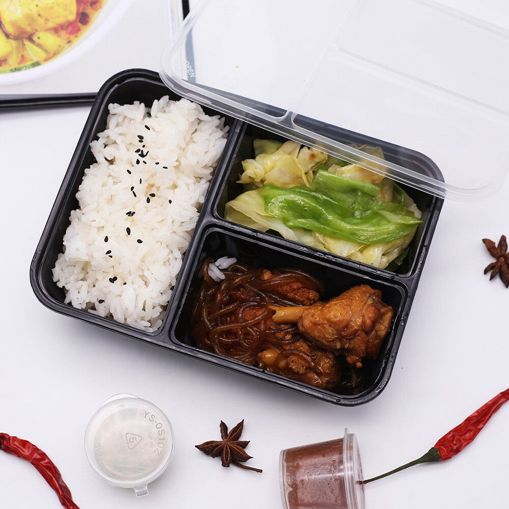 10 Pack Bento Box 32oz 3 Compartment Meal Prep Containers with Lids Food Storage