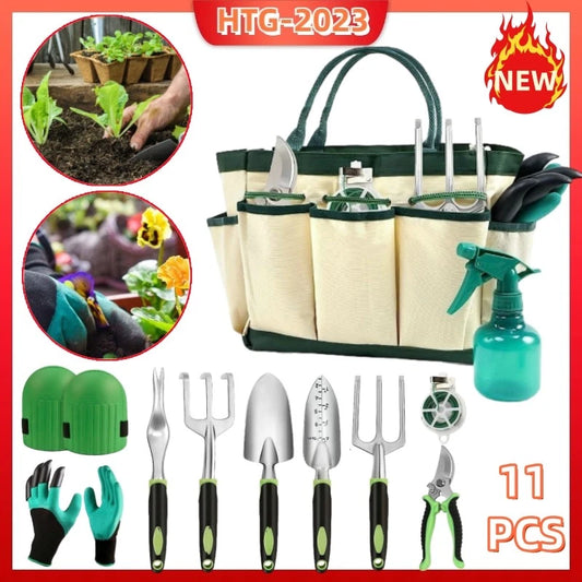 Garden Tool Set 11Pcs, Heavy Duty Gardening Tool Set, with Non-Slip Rubber Grip