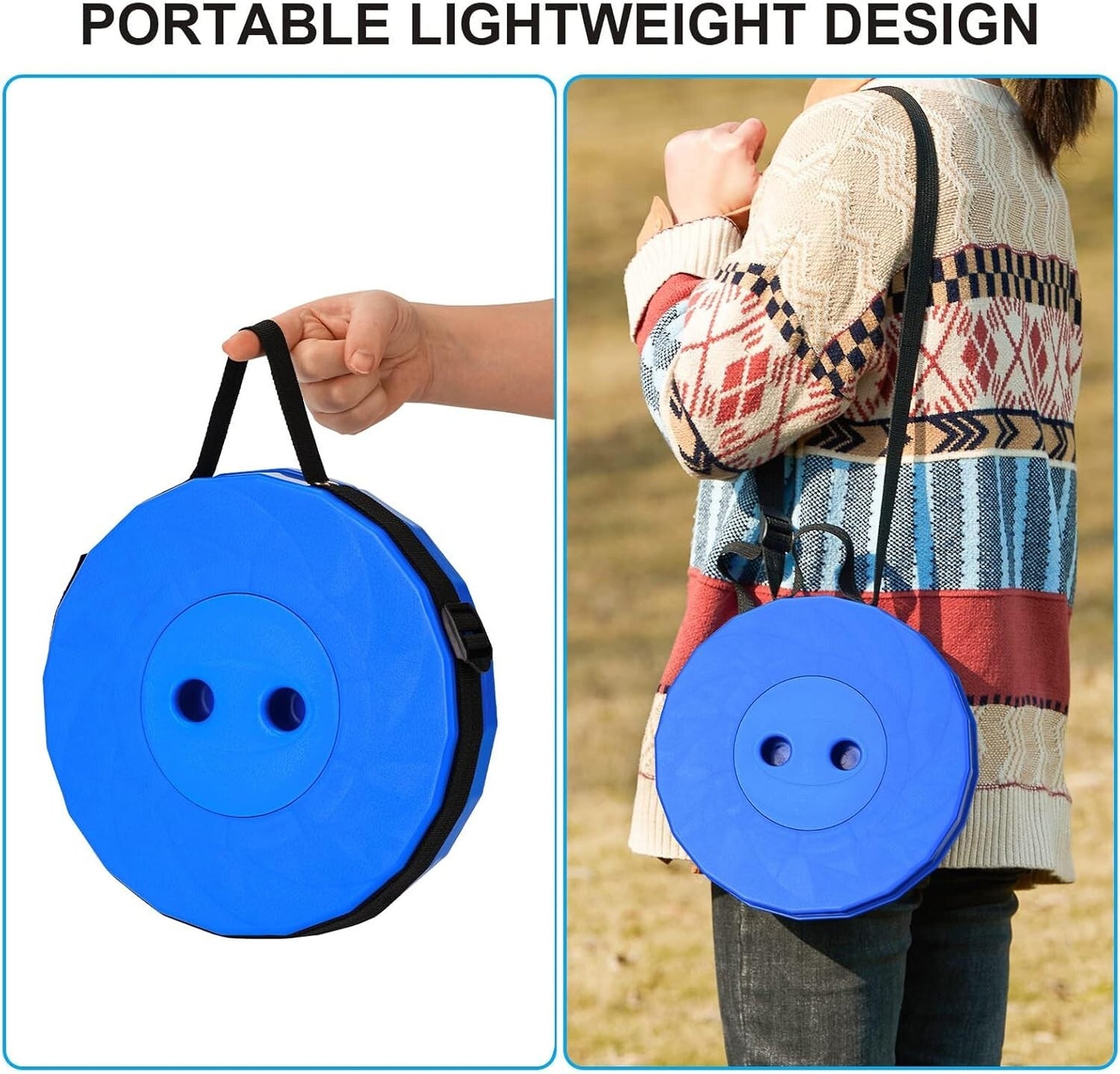 Upgraded thick folding stool (blue), portable telescopic stool for outdoor use