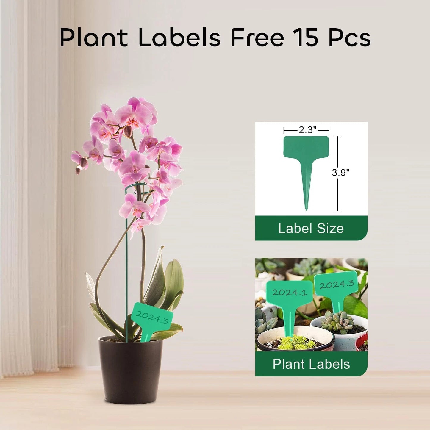 Plant Support Stakes with Plant Labels Garden Single Stem Flower Cage Support