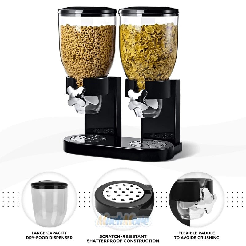 Large Cereal Dispenser Storage Triple Dry Food Snack Container Kitchen Canister