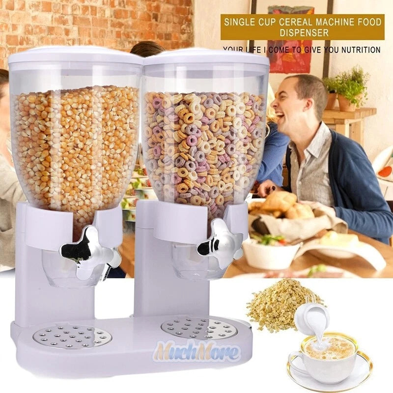 Large Cereal Dispenser Storage Triple Dry Food Snack Container Kitchen Canister