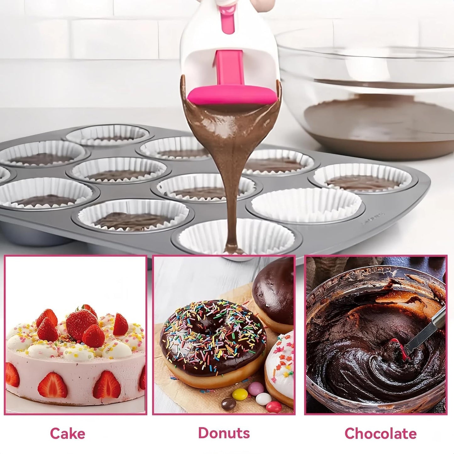 2 Pcs Cupcake Scoop Batter Dispenser - Easy-To-Use Cupcake Batter Scoop