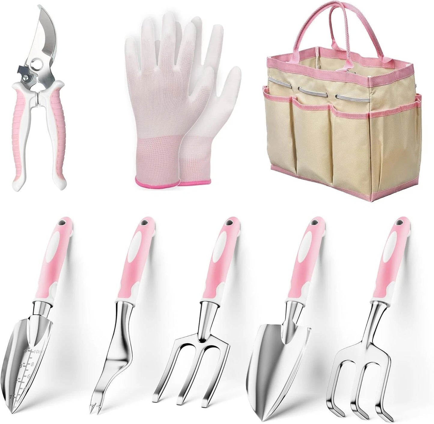 8 Piece Pink Stainless Steel Garden Tools Set - Perfect Gift for Garden Lovers