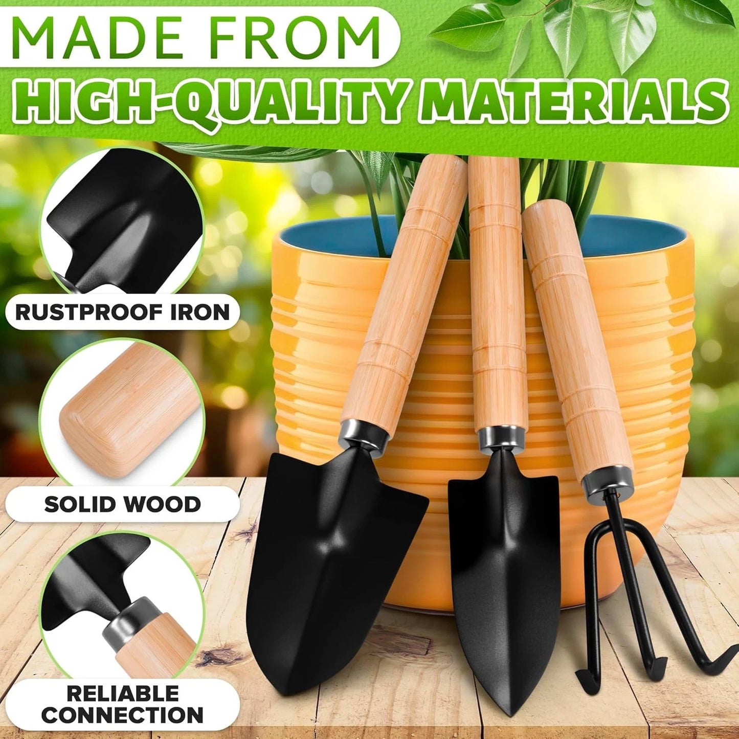 Small Garden Tools - 3 Pcs Mini Garden Tools Set with Small Trowel