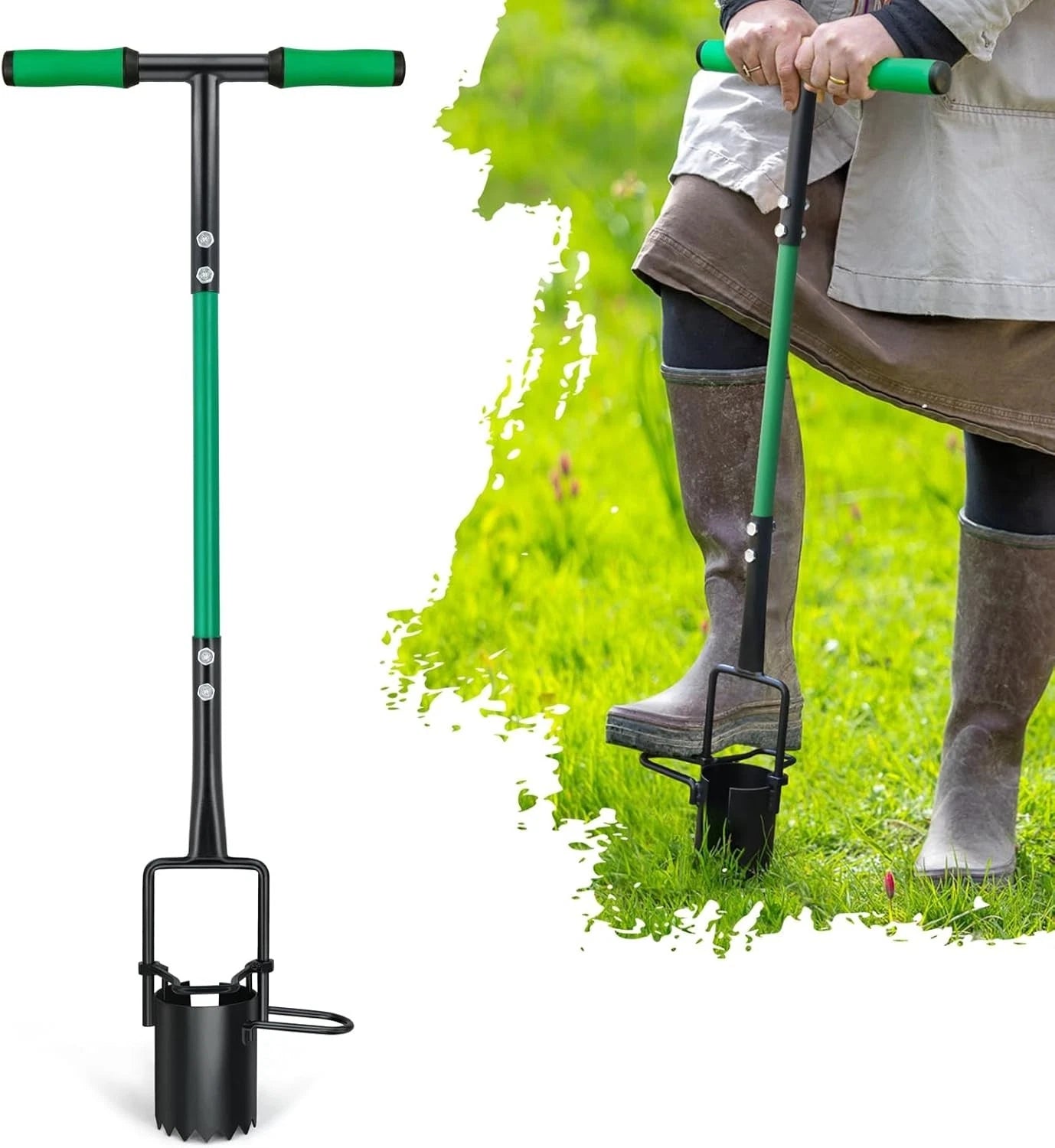 Versatile Long-Handle Garden Tool - 5-in-1 for Digging, Weeding & Transplanting
