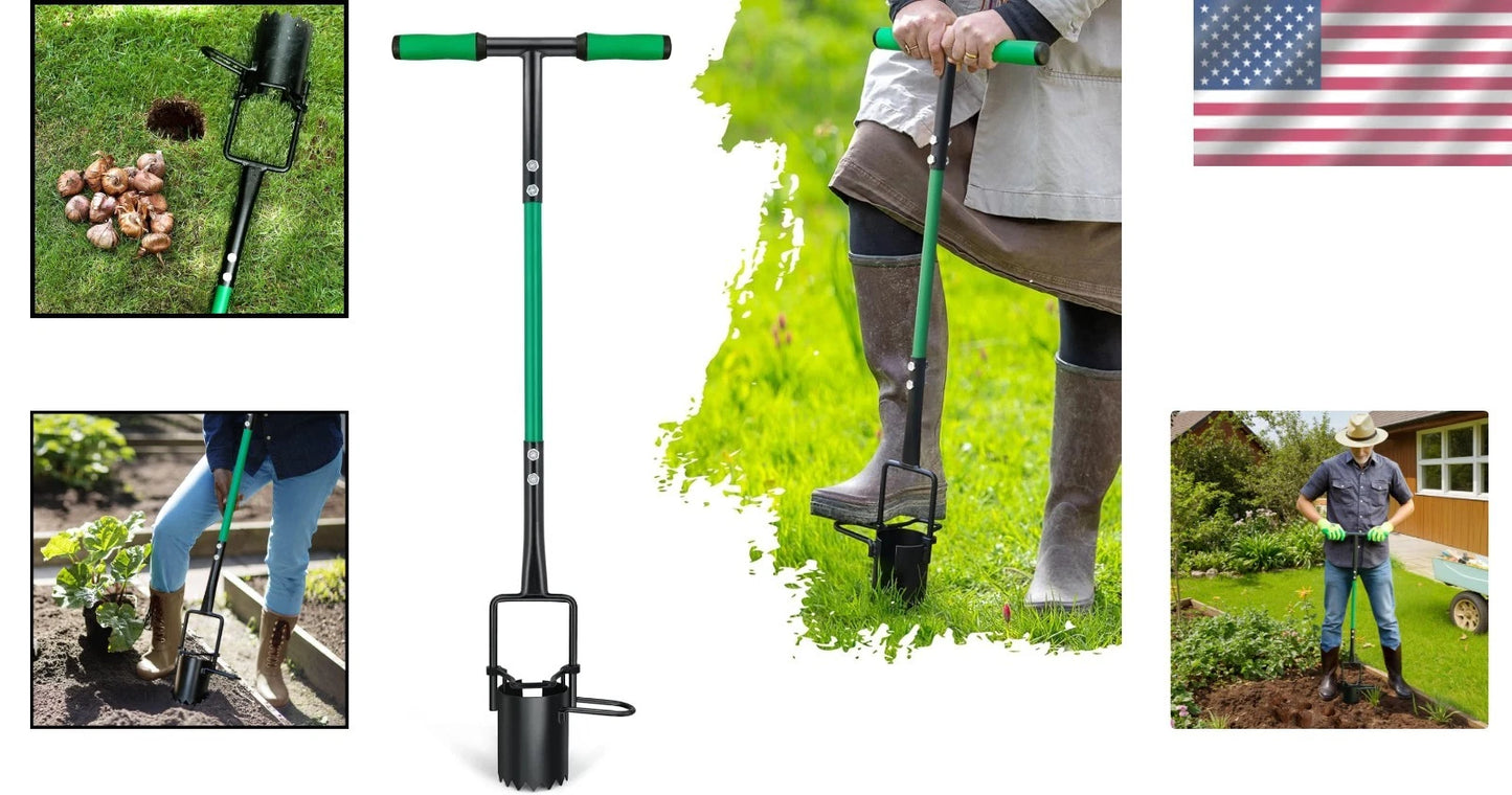 Versatile Long-Handle Garden Tool - 5-in-1 for Digging, Weeding & Transplanting