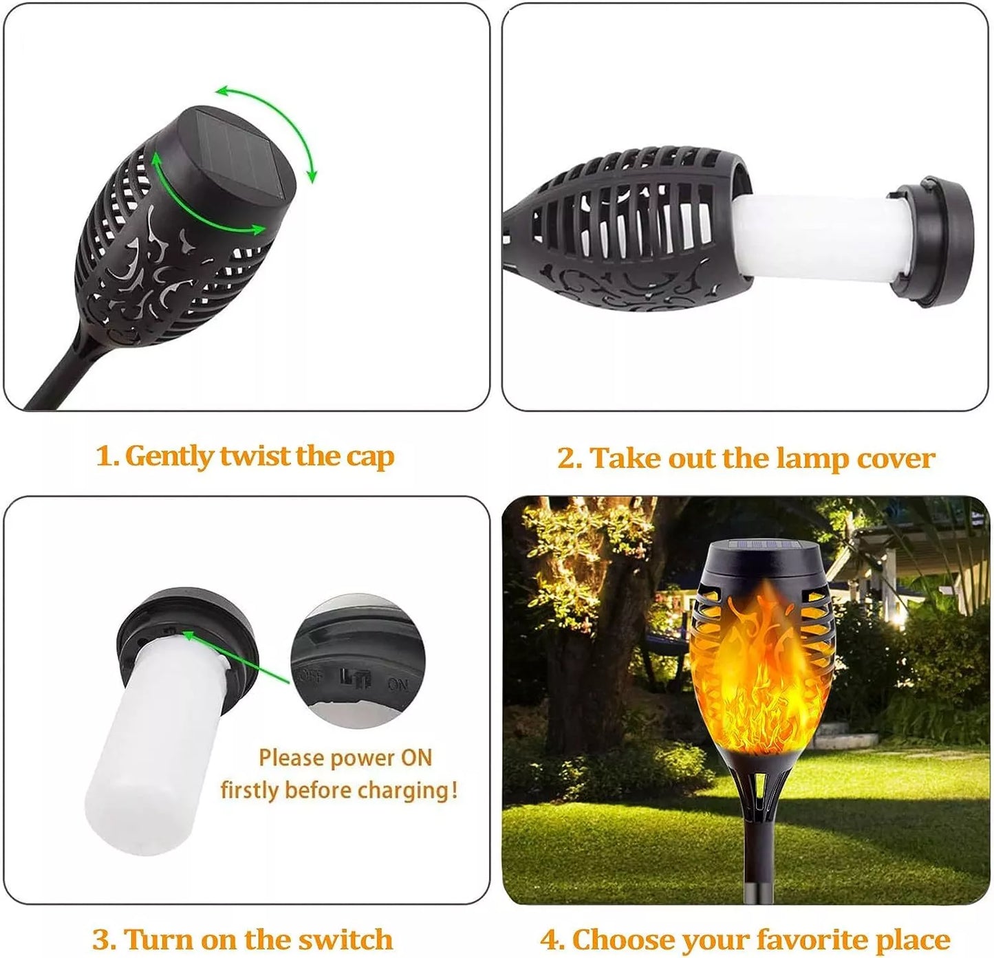 Solar Torch Lights with Flickering Flame Outdoor 12LED Tiki Torch Solar Lights