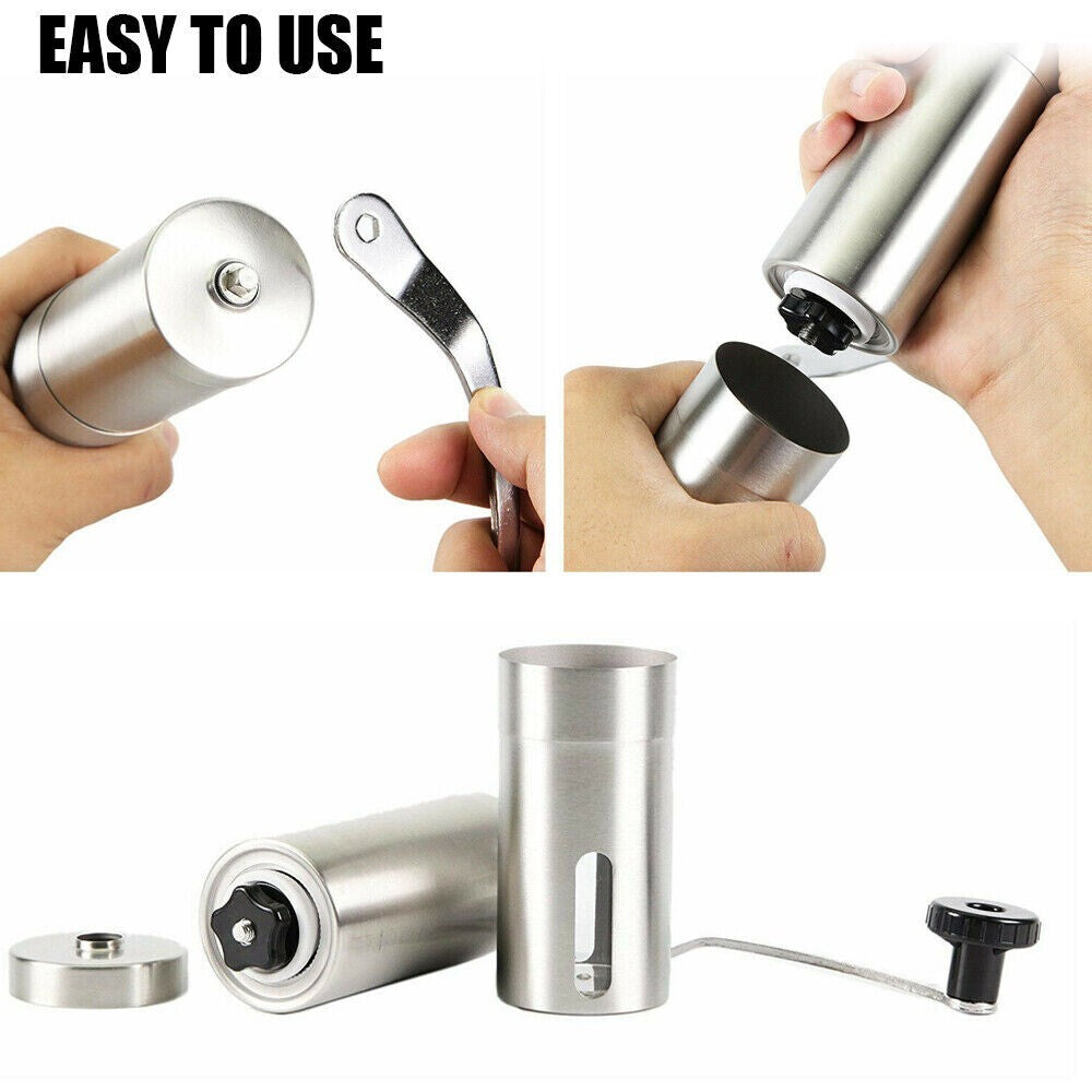 Portable Manual Coffee Grinder Detachable With Ceramic Burr Bean Mill Stainless