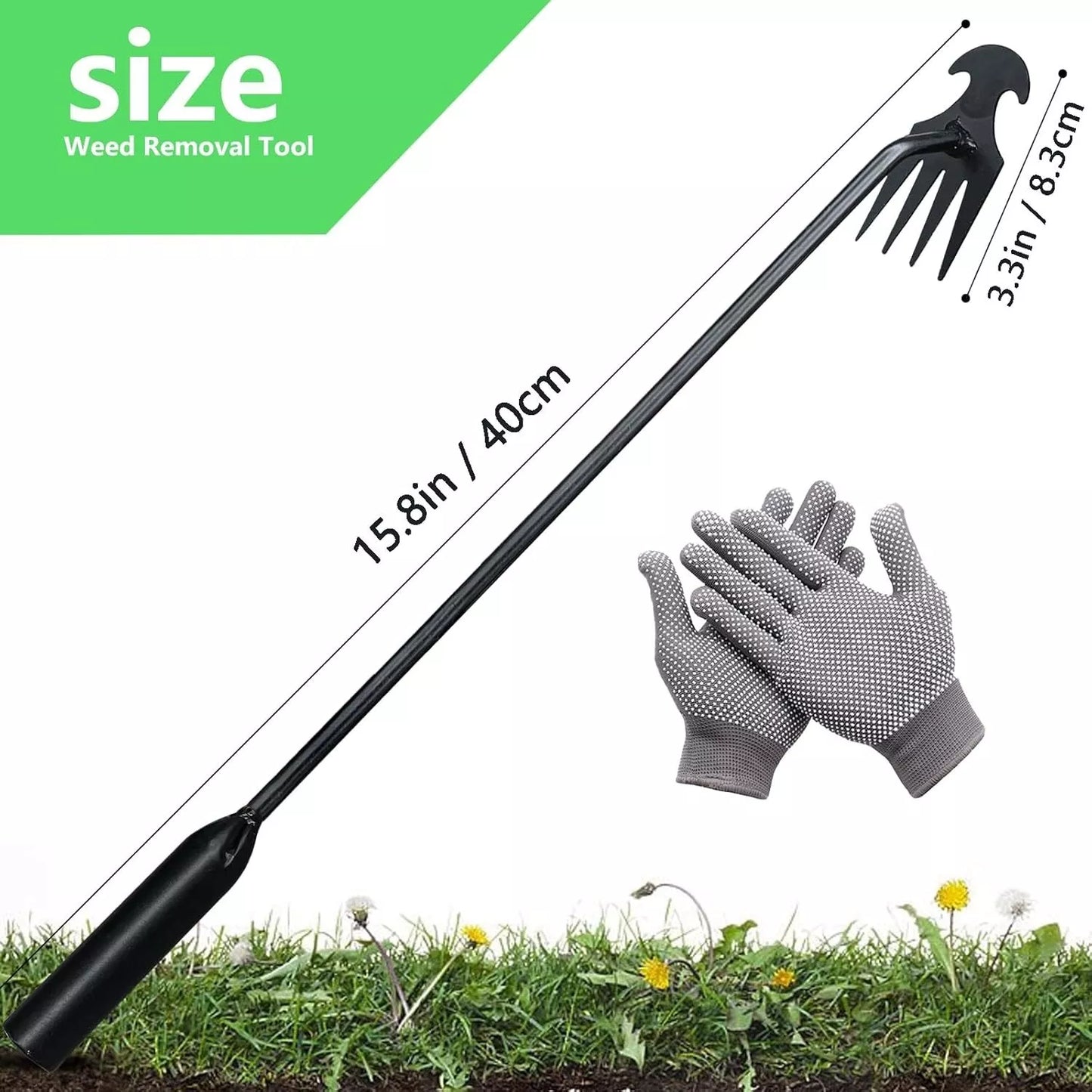 Manual Weed Puller Twister Garden Lawn Grass Root Remover Claw Tool Black Steel