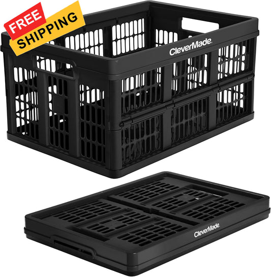 CleverMade Collapsible Pack of 1, Black (45L) - Utility Crate - 1