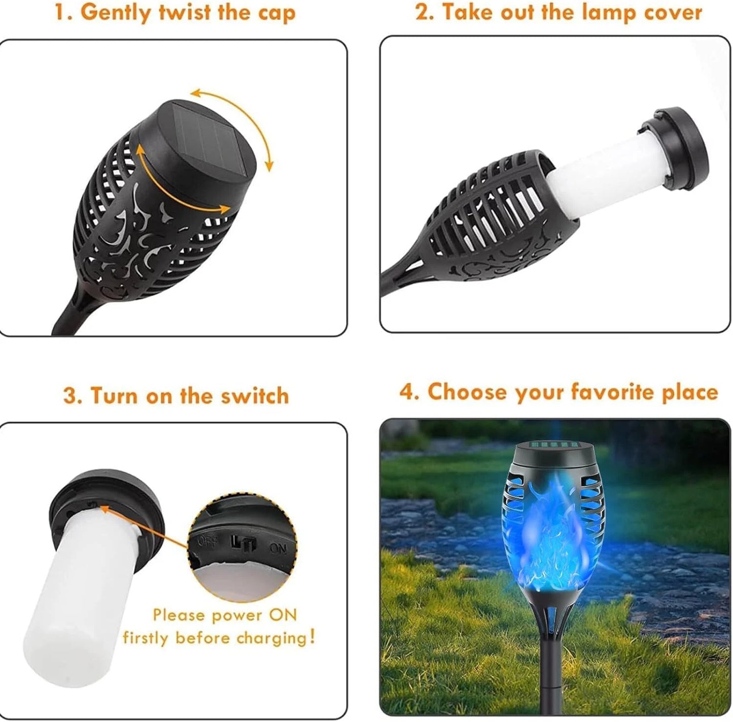 Solar Torch Lights with Flickering Flame Outdoor 12LED Tiki Torch Solar Lights