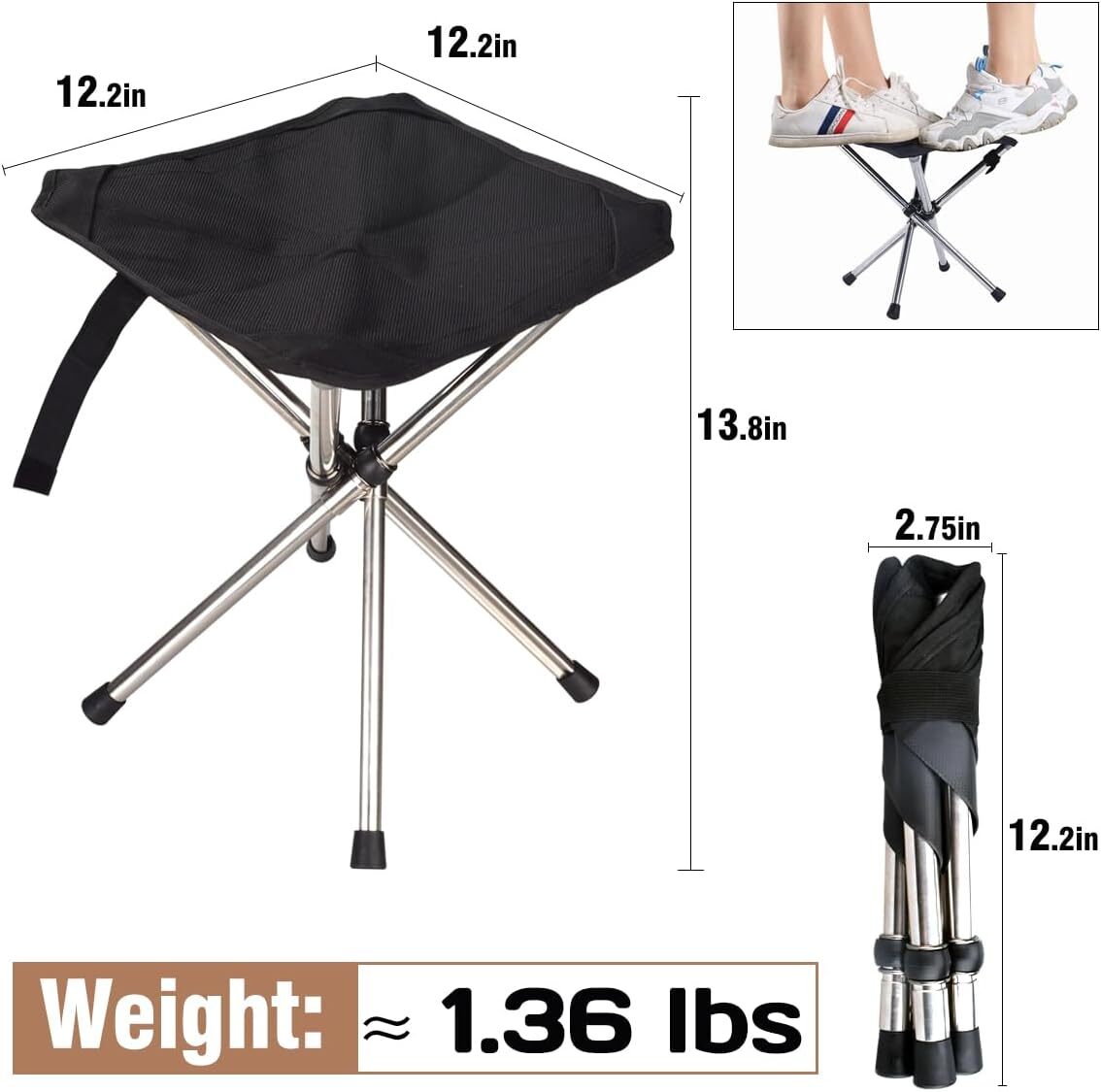 Folding Stool Portable Telescopic Chair Seat Camping Retractable Outdoor Fishing