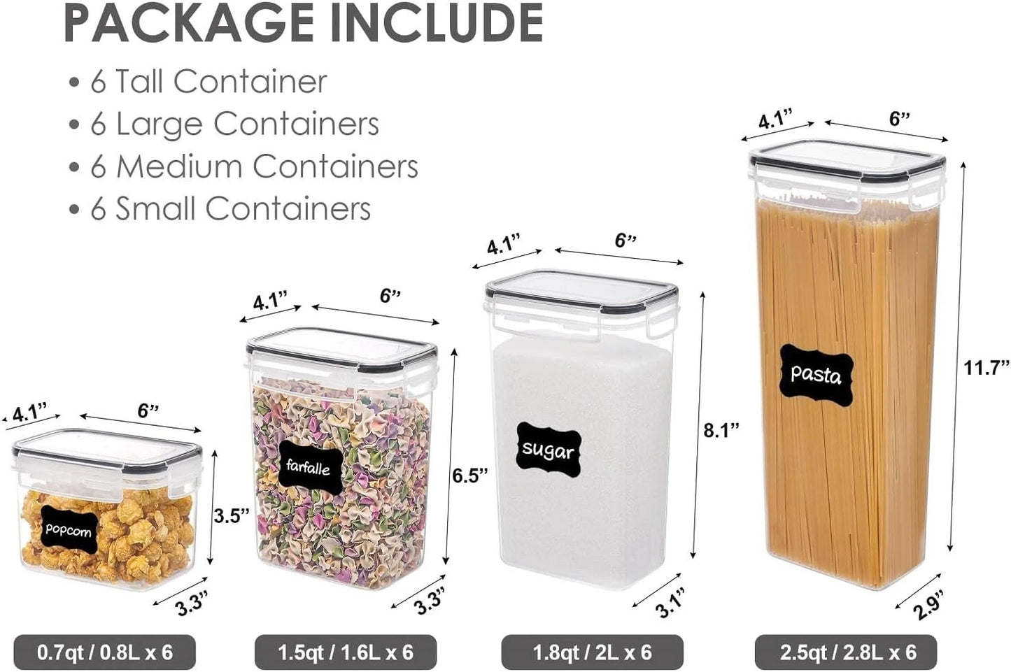 Airtight Food Storage Containers with Lids, 24 pcs Plastic Kitchen and Pantry...