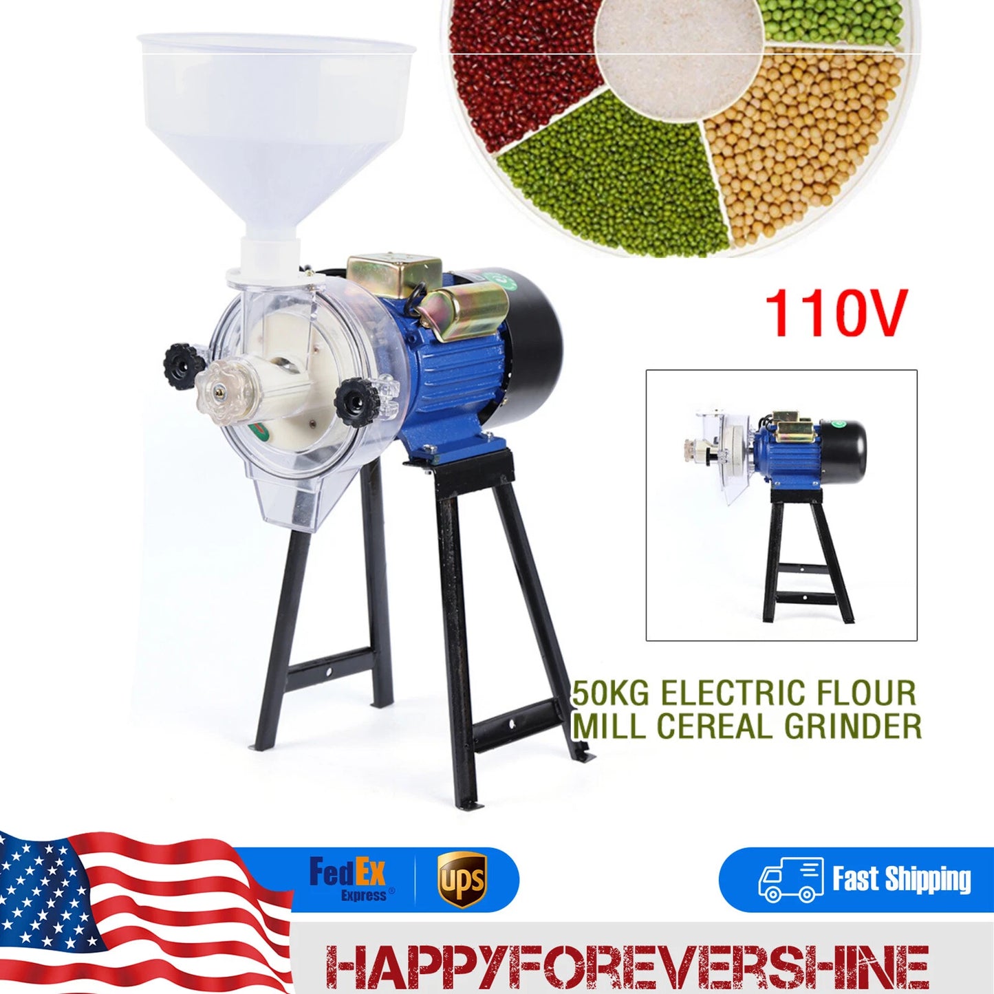 Electric Grinder Mill Grain Corn 3000W Wheat Feed/Flour Wet Cereal Machine NEW