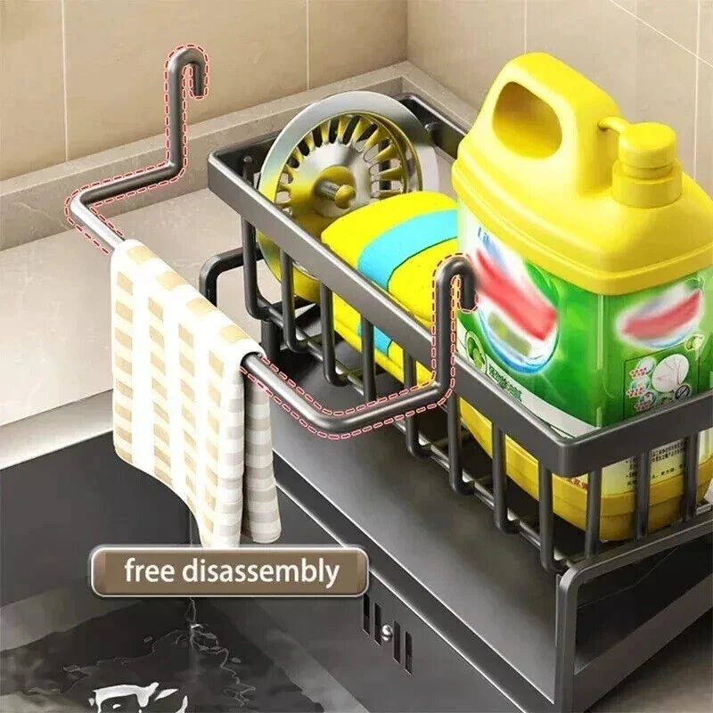 Drain Rack Storage Holder Shelf-Kitchen Sink Faucet Sponge Soap Cloth US - Picture 2 of 7
