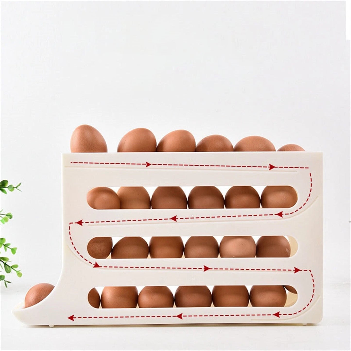 4-Tier Roll down Refrigerator Egg Dispenser Storage Rack Auto Rolling Egg Holder
