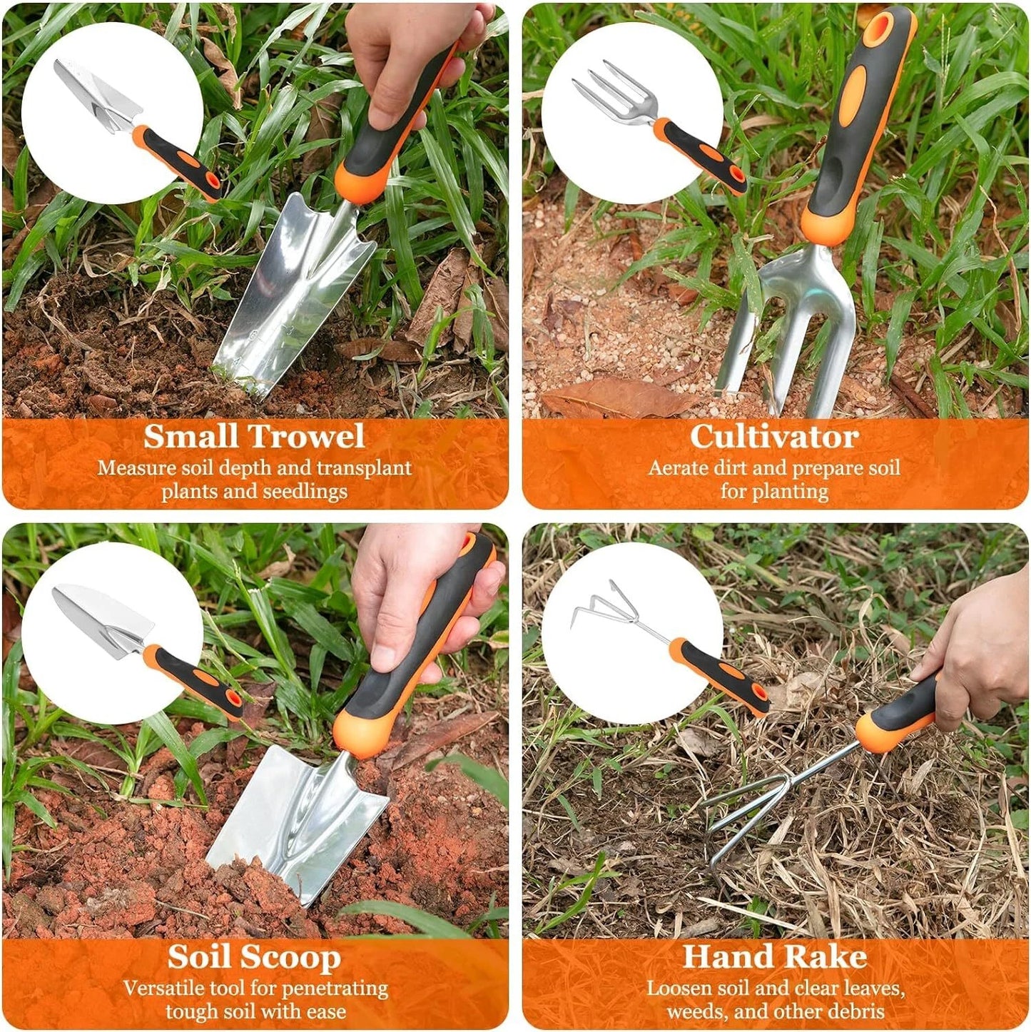 Garden Tool Set CHRYZTAL Stainless Steel Heavy Duty Gardening Tool Set with N...