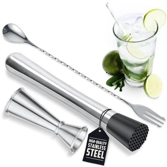 Stainless Steel Muddler Cocktail Spoon Set-Bar Muddler for Cocktail Tool Stirrer
