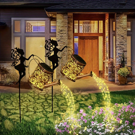 LED Solar Watering Can Lights Waterproof Hanging String Lights Outdoor Garden US