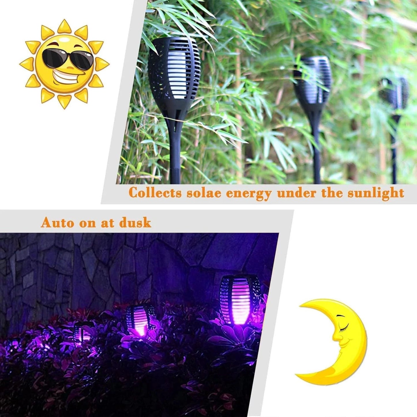 Solar Torch Lights with Flickering Flame Outdoor 12LED Tiki Torch Solar Lights