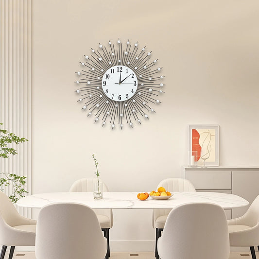 Luxury Large Wall Clock 60cm 3D Peacock Metal Wall Watch Living Room Home Decor
