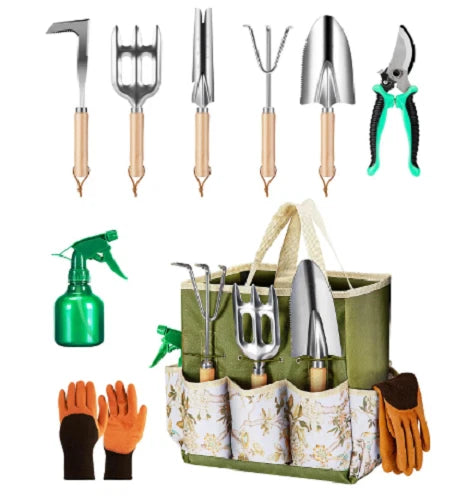 Gardening Tool Set for Women 9 Piece Heavy Duty with Bag Gift for Mom Outdoor
