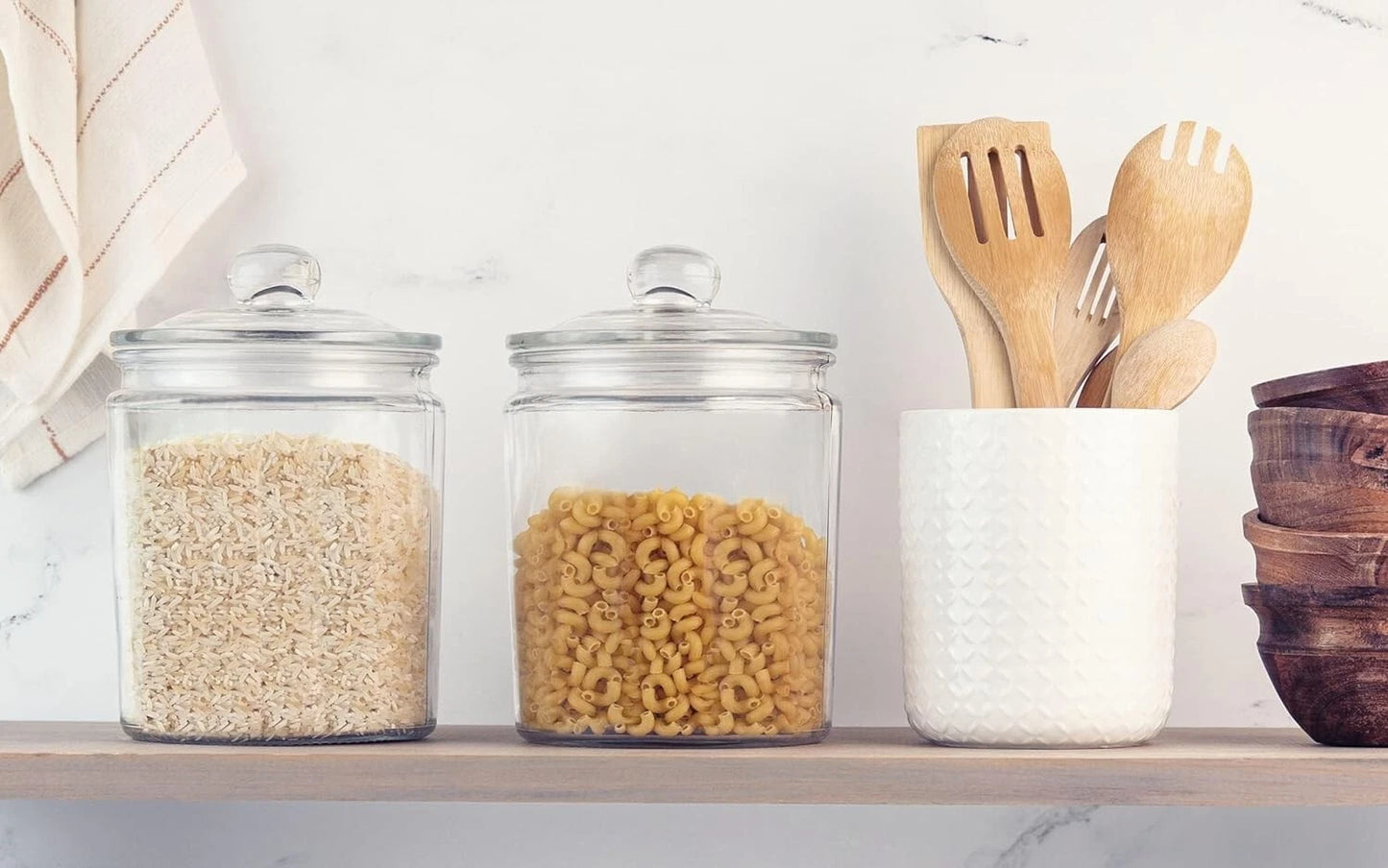 Dual-Purpose Glass Storage Containers for Kitchen & Bathroom ? 1/2 Gallon Size