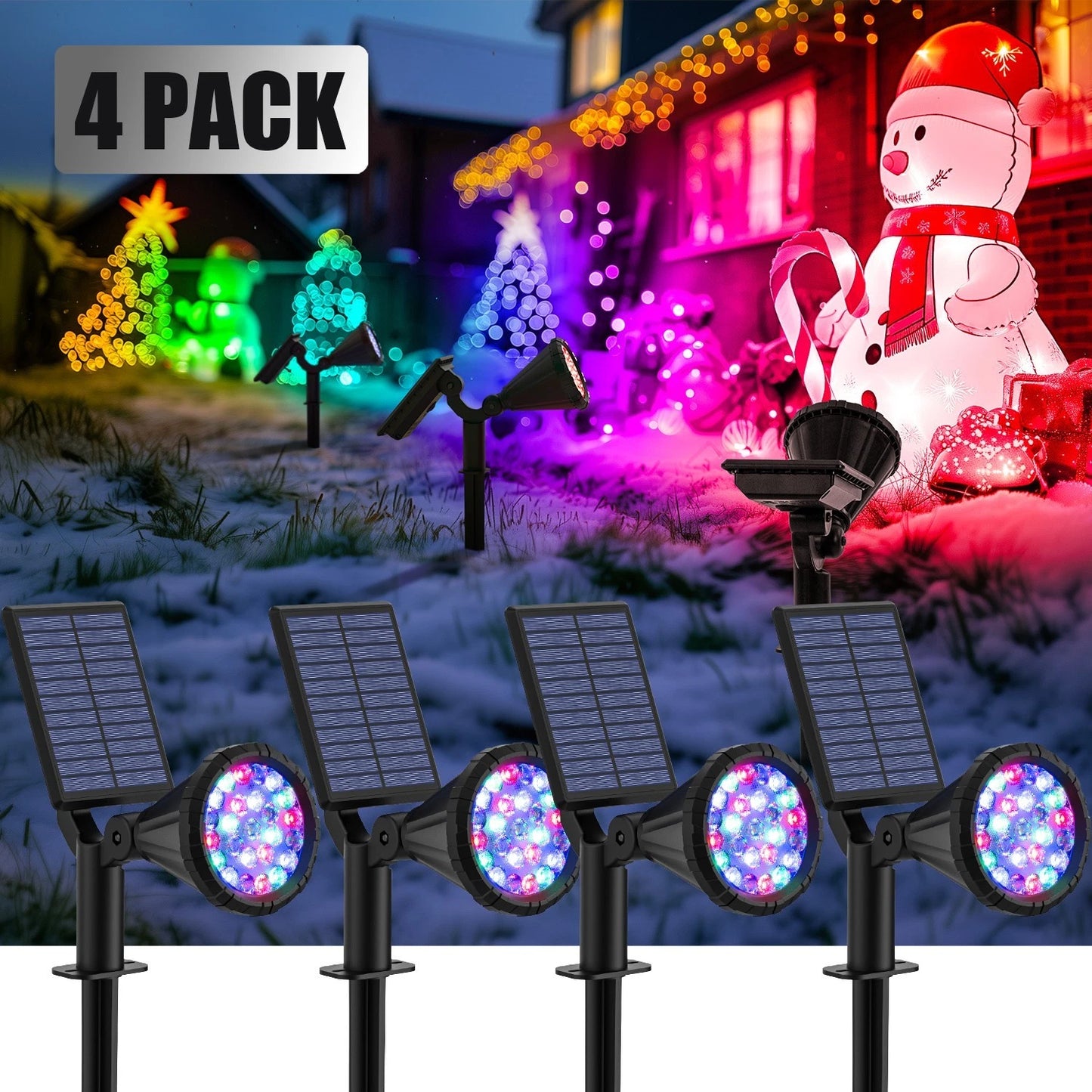 1/2/4 PCS Solar Spot Lights Landscape Spotlight Outdoor Christmas Decorations
