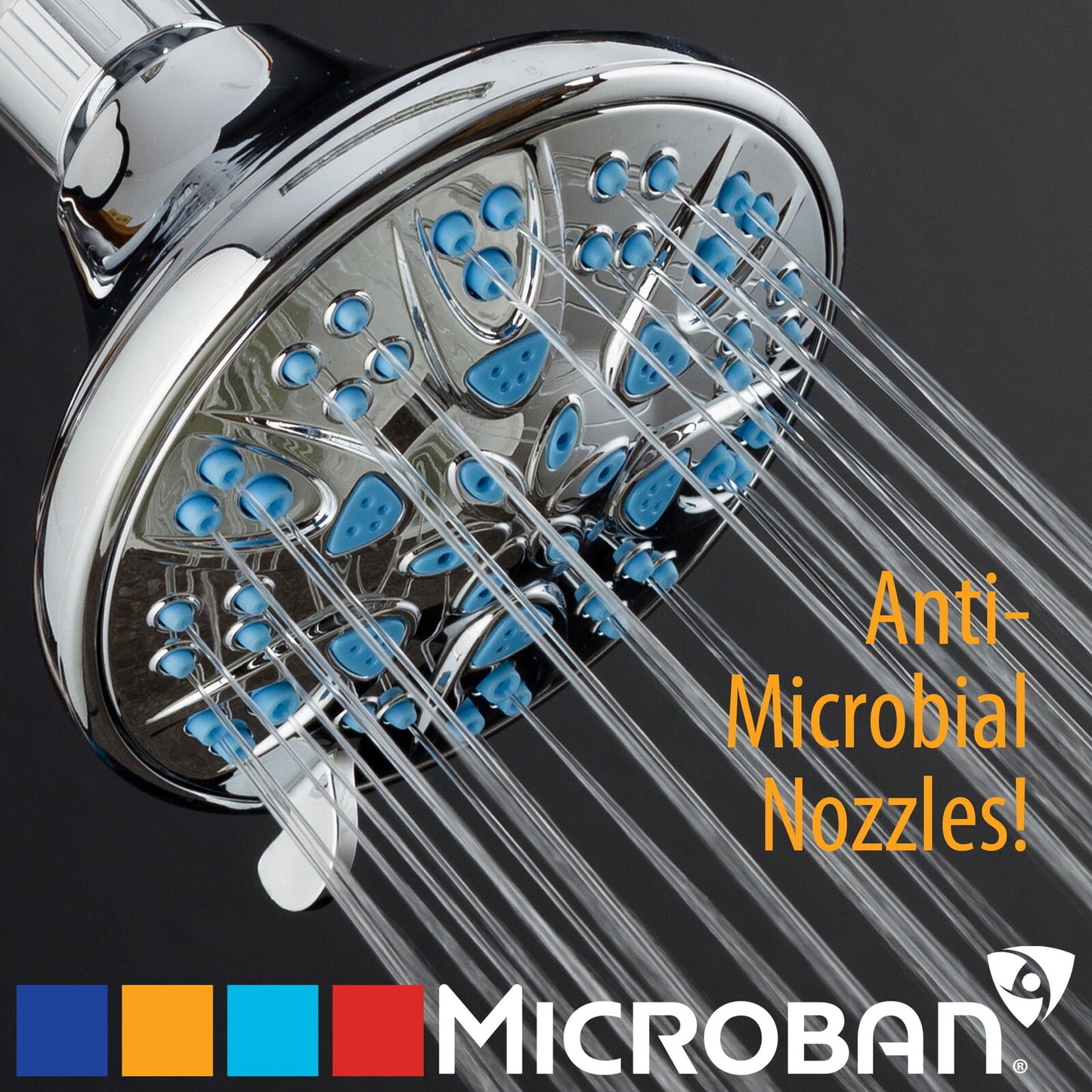 Microban Antimicrobial/Anti-Clog High-Pressure 6-setting Shower Head, Chrome