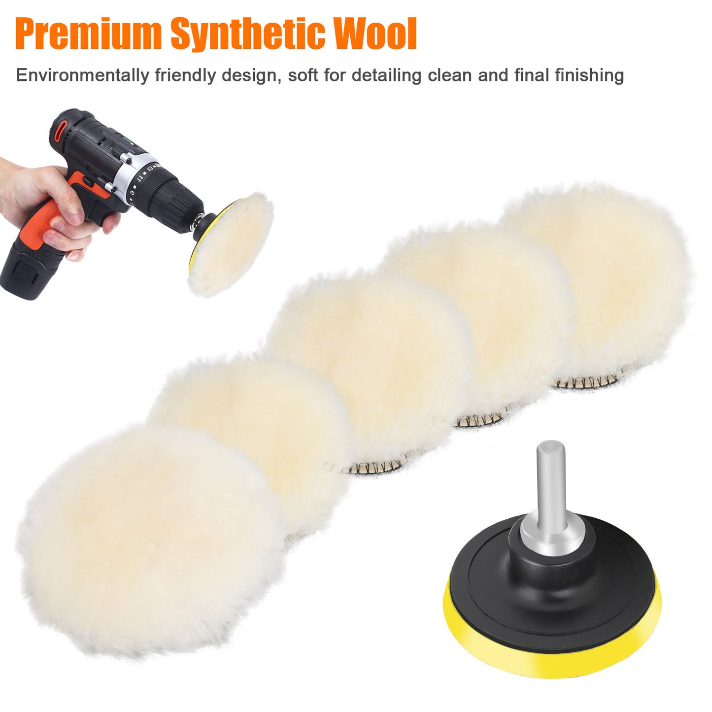 7PCS 3 Inch Car Polishing Buffing Pads Kit for Drill Sponge Waxing Foam Polisher