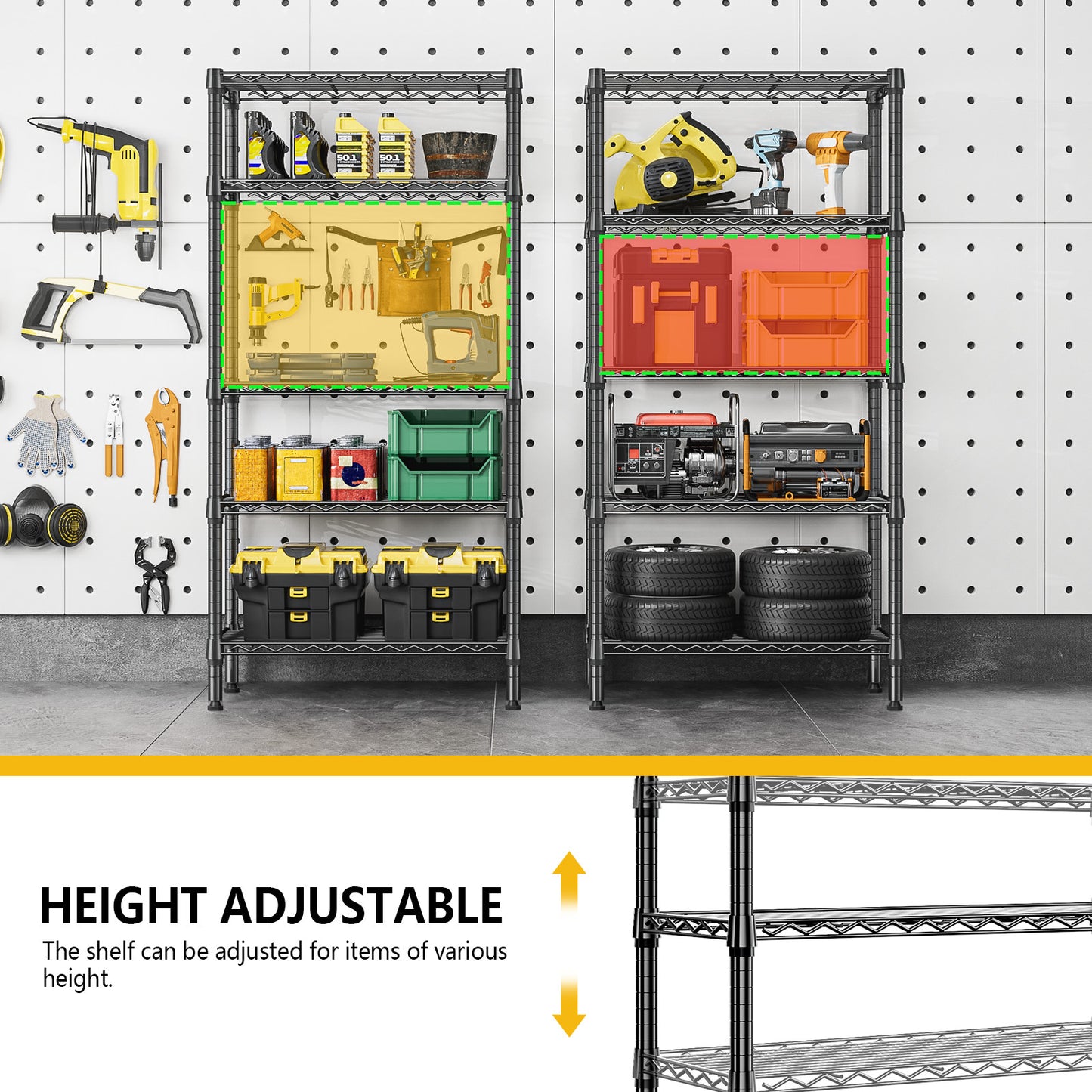 5 Tier Pantry Wire Shelves Steel Organizer Wire Rack Metal Storage Unit 14*30*60