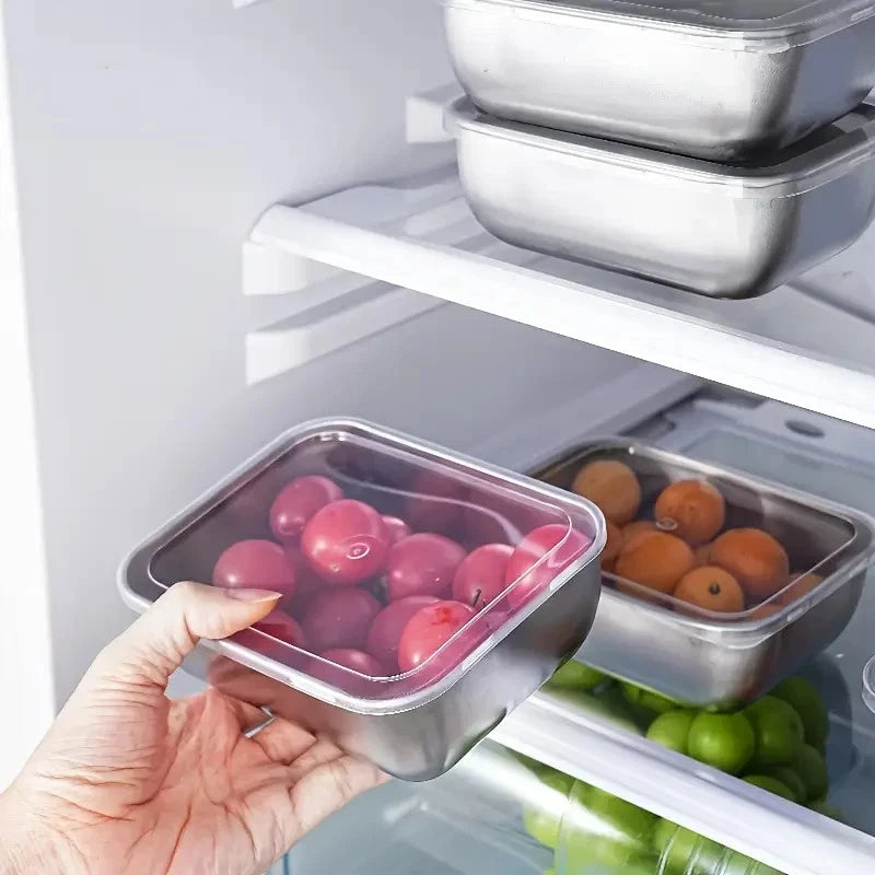 6pcs Stainless Steel Food Storage Containers with Lids – Lunch & Prep Set