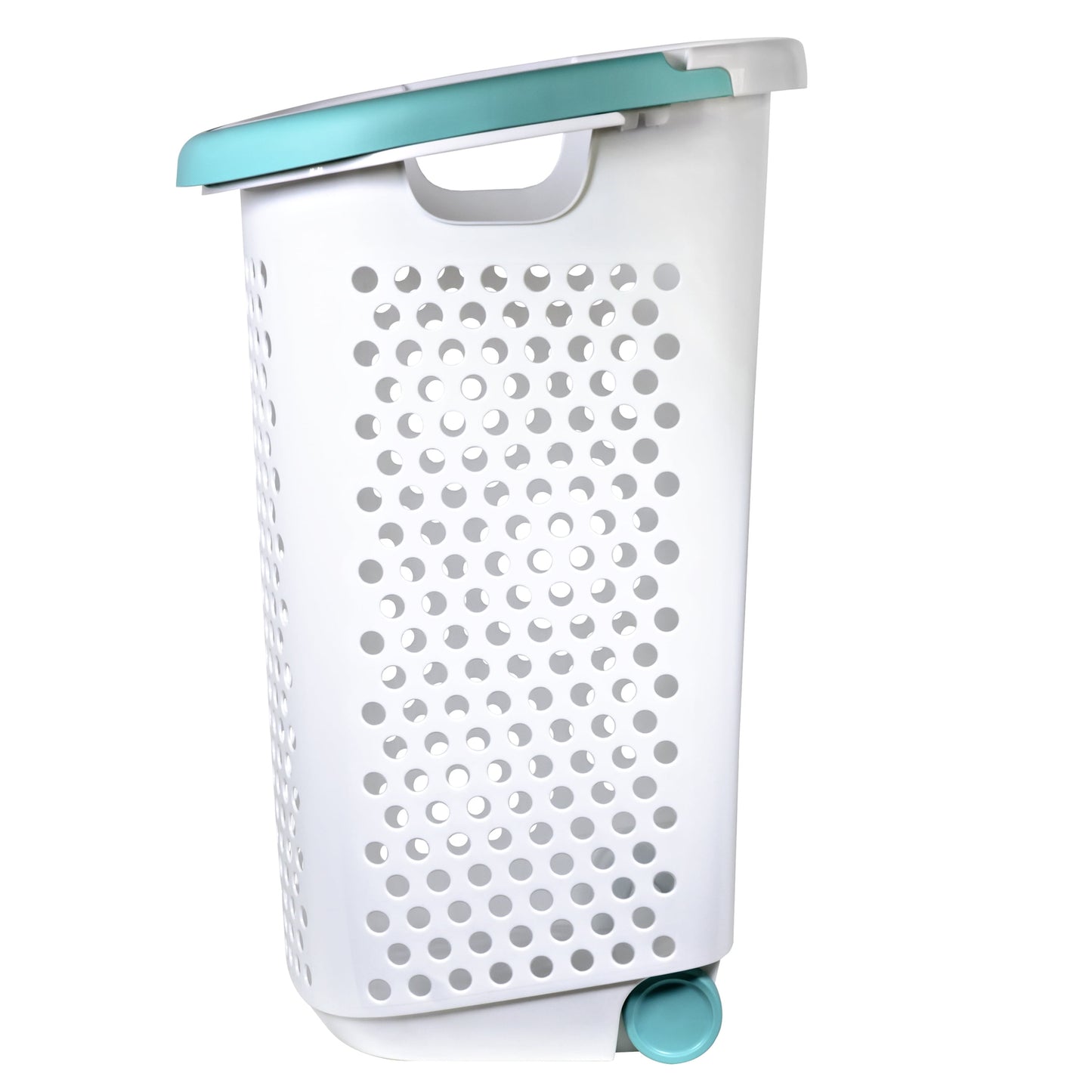 Home Logic 2 Bushel Rolling Plastic Laundry Hamper with Pop-up Handle,White,2 Pc